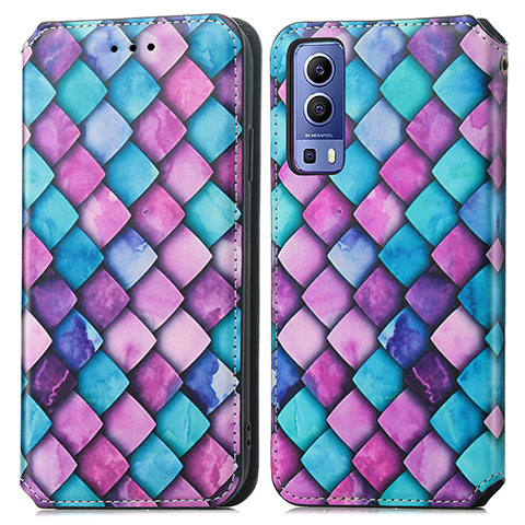 Coque Portefeuille Motif Fantaisie Livre Cuir Etui Clapet S02D pour Vivo Y75s 5G Violet