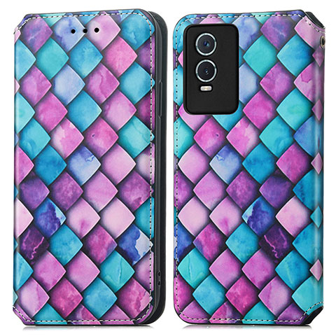 Coque Portefeuille Motif Fantaisie Livre Cuir Etui Clapet S02D pour Vivo Y76s 5G Violet