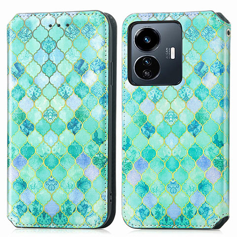 Coque Portefeuille Motif Fantaisie Livre Cuir Etui Clapet S02D pour Vivo Y77e 5G Vert