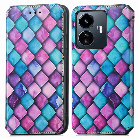 Coque Portefeuille Motif Fantaisie Livre Cuir Etui Clapet S02D pour Vivo Y77e t1 Violet