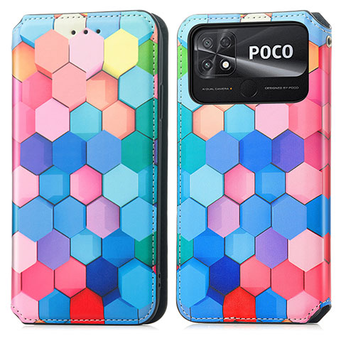 Coque Portefeuille Motif Fantaisie Livre Cuir Etui Clapet S02D pour Xiaomi Poco C40 Colorful