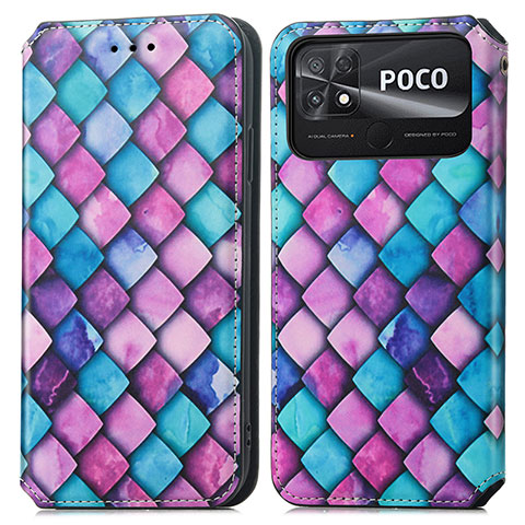 Coque Portefeuille Motif Fantaisie Livre Cuir Etui Clapet S02D pour Xiaomi Poco C40 Violet