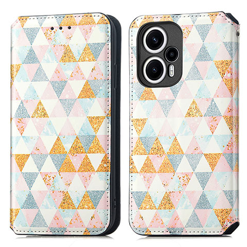 Coque Portefeuille Motif Fantaisie Livre Cuir Etui Clapet S02D pour Xiaomi Poco F5 5G Blanc