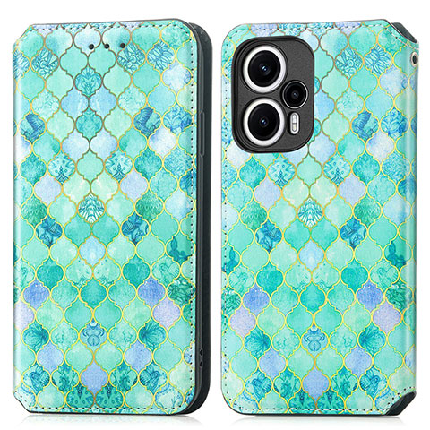 Coque Portefeuille Motif Fantaisie Livre Cuir Etui Clapet S02D pour Xiaomi Poco F5 5G Vert