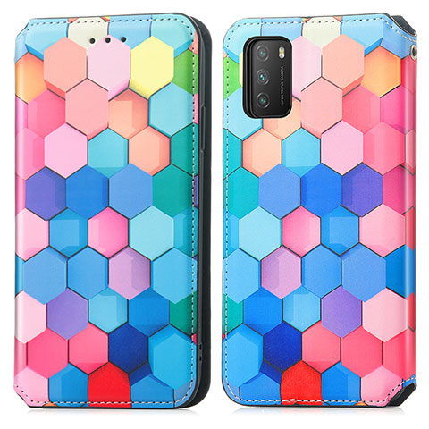 Coque Portefeuille Motif Fantaisie Livre Cuir Etui Clapet S02D pour Xiaomi Poco M3 Colorful