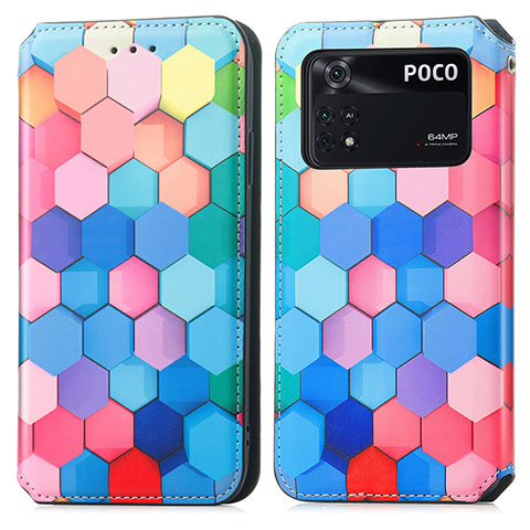 Coque Portefeuille Motif Fantaisie Livre Cuir Etui Clapet S02D pour Xiaomi Poco M4 Pro 4G Colorful