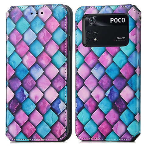 Coque Portefeuille Motif Fantaisie Livre Cuir Etui Clapet S02D pour Xiaomi Poco M4 Pro 4G Violet