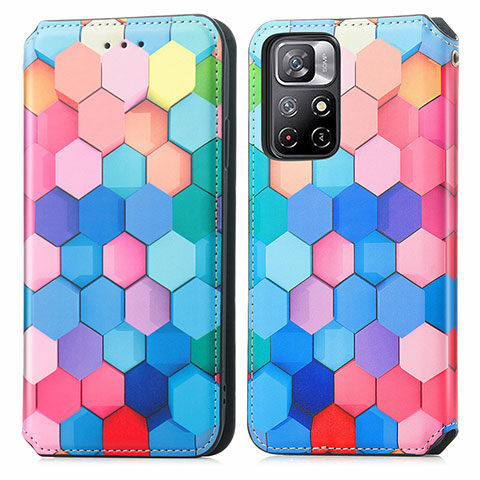 Coque Portefeuille Motif Fantaisie Livre Cuir Etui Clapet S02D pour Xiaomi Poco M4 Pro 5G Colorful