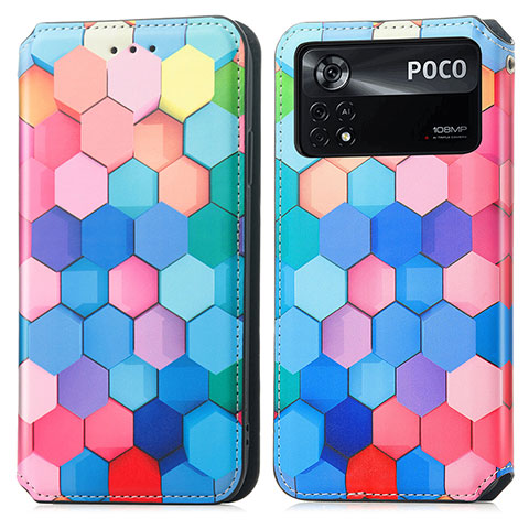 Coque Portefeuille Motif Fantaisie Livre Cuir Etui Clapet S02D pour Xiaomi Poco X4 Pro 5G Colorful