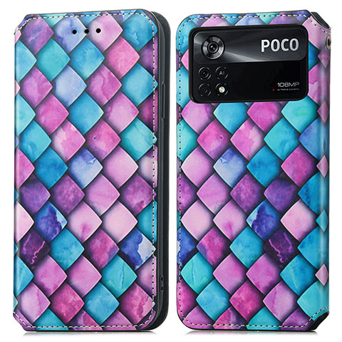 Coque Portefeuille Motif Fantaisie Livre Cuir Etui Clapet S02D pour Xiaomi Poco X4 Pro 5G Violet