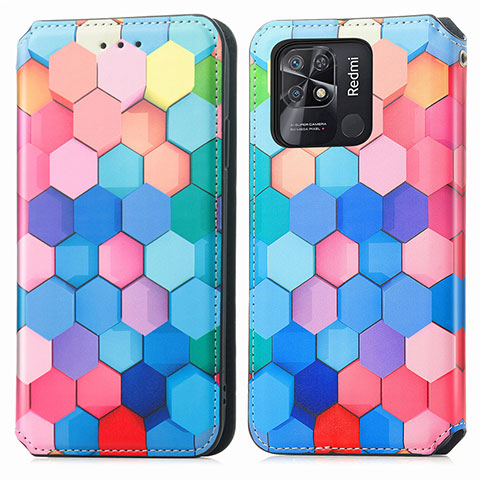 Coque Portefeuille Motif Fantaisie Livre Cuir Etui Clapet S02D pour Xiaomi Redmi 10 India Colorful