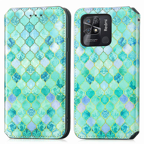 Coque Portefeuille Motif Fantaisie Livre Cuir Etui Clapet S02D pour Xiaomi Redmi 10 Power Vert