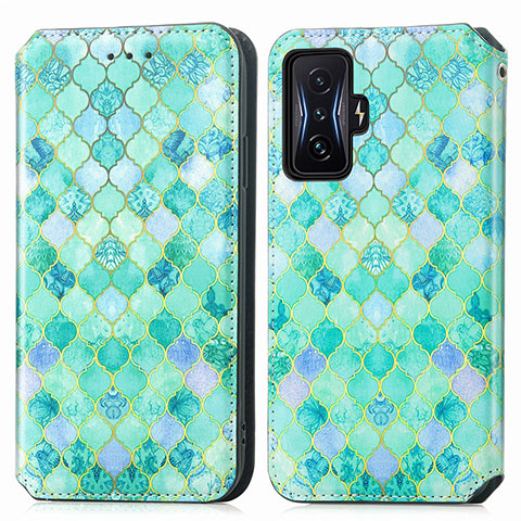 Coque Portefeuille Motif Fantaisie Livre Cuir Etui Clapet S02D pour Xiaomi Redmi K50 Gaming 5G Vert