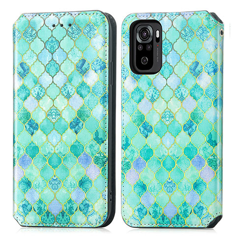 Coque Portefeuille Motif Fantaisie Livre Cuir Etui Clapet S02D pour Xiaomi Redmi Note 10 4G Vert