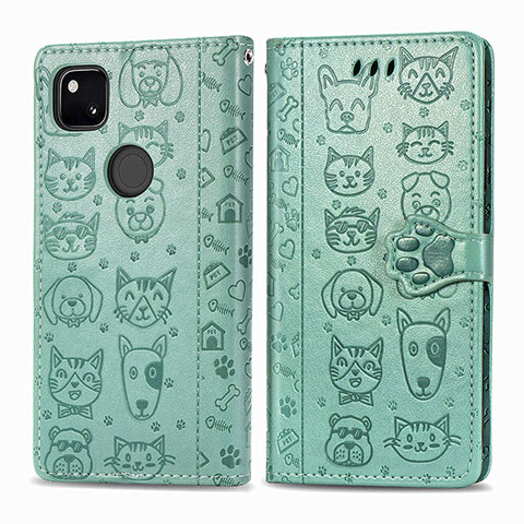 Coque Portefeuille Motif Fantaisie Livre Cuir Etui Clapet S03D pour Google Pixel 4a Vert