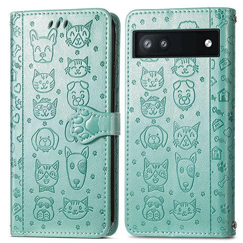 Coque Portefeuille Motif Fantaisie Livre Cuir Etui Clapet S03D pour Google Pixel 6a 5G Vert