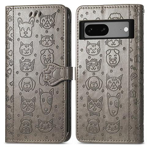 Coque Portefeuille Motif Fantaisie Livre Cuir Etui Clapet S03D pour Google Pixel 7 5G Gris