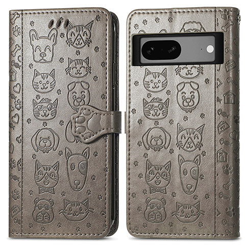 Coque Portefeuille Motif Fantaisie Livre Cuir Etui Clapet S03D pour Google Pixel 7a 5G Gris