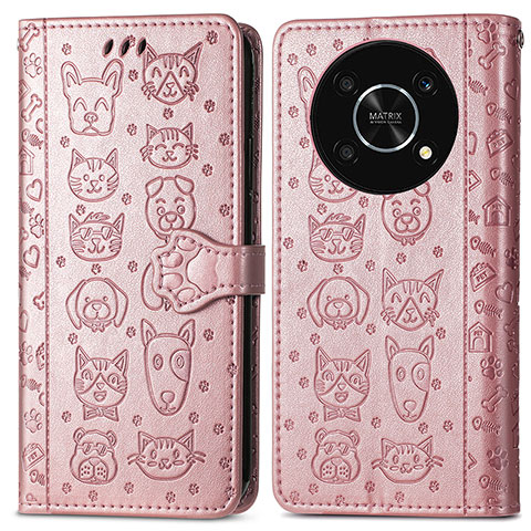 Coque Portefeuille Motif Fantaisie Livre Cuir Etui Clapet S03D pour Huawei Enjoy 50 Pro Or Rose