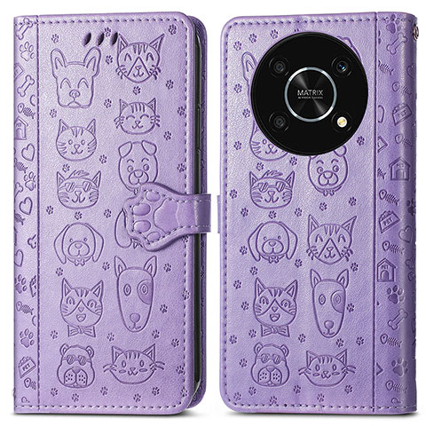 Coque Portefeuille Motif Fantaisie Livre Cuir Etui Clapet S03D pour Huawei Enjoy 50 Pro Violet