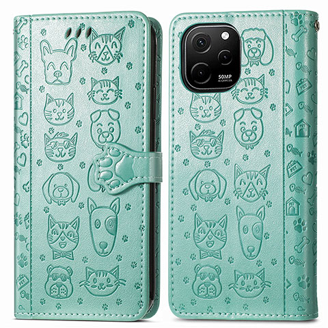 Coque Portefeuille Motif Fantaisie Livre Cuir Etui Clapet S03D pour Huawei Enjoy 50z Vert