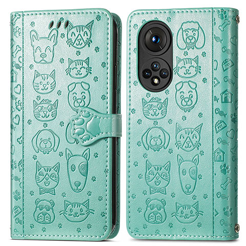 Coque Portefeuille Motif Fantaisie Livre Cuir Etui Clapet S03D pour Huawei Honor 50 5G Vert