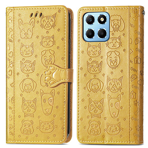 Coque Portefeuille Motif Fantaisie Livre Cuir Etui Clapet S03D pour Huawei Honor 70 Lite 5G Jaune