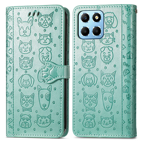 Coque Portefeuille Motif Fantaisie Livre Cuir Etui Clapet S03D pour Huawei Honor 70 Lite 5G Vert