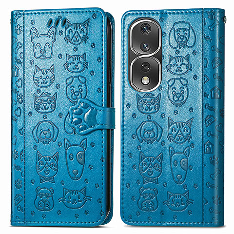 Coque Portefeuille Motif Fantaisie Livre Cuir Etui Clapet S03D pour Huawei Honor 80 Pro Flat 5G Bleu