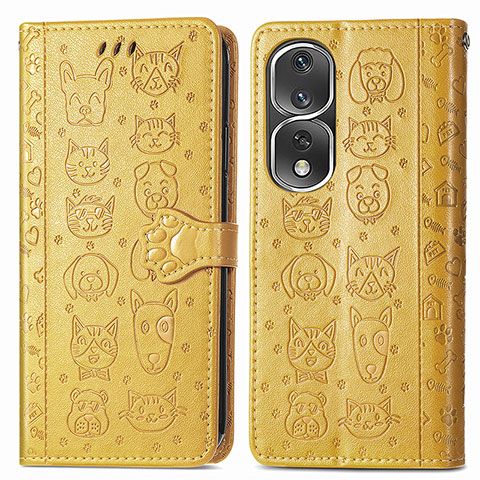 Coque Portefeuille Motif Fantaisie Livre Cuir Etui Clapet S03D pour Huawei Honor 80 Pro Flat 5G Jaune