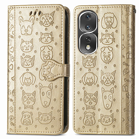 Coque Portefeuille Motif Fantaisie Livre Cuir Etui Clapet S03D pour Huawei Honor 80 Pro Flat 5G Or