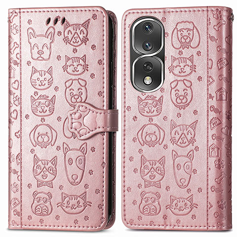 Coque Portefeuille Motif Fantaisie Livre Cuir Etui Clapet S03D pour Huawei Honor 80 Pro Flat 5G Or Rose