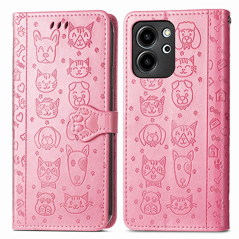 Coque Portefeuille Motif Fantaisie Livre Cuir Etui Clapet S03D pour Huawei Honor 80 SE 5G Rose