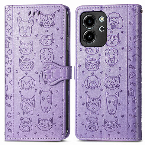 Coque Portefeuille Motif Fantaisie Livre Cuir Etui Clapet S03D pour Huawei Honor 80 SE 5G Violet