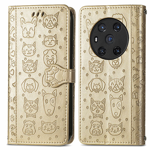 Coque Portefeuille Motif Fantaisie Livre Cuir Etui Clapet S03D pour Huawei Honor Magic3 5G Or