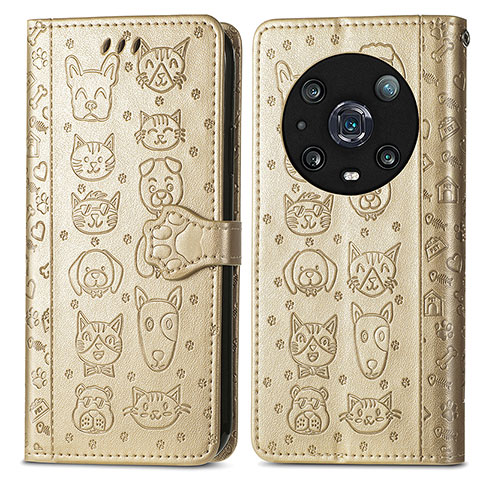 Coque Portefeuille Motif Fantaisie Livre Cuir Etui Clapet S03D pour Huawei Honor Magic4 Pro 5G Or