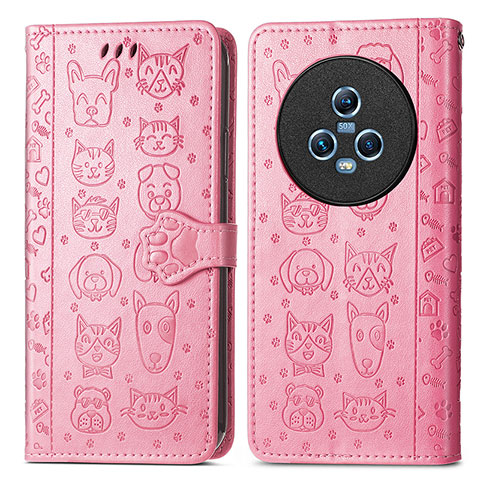 Coque Portefeuille Motif Fantaisie Livre Cuir Etui Clapet S03D pour Huawei Honor Magic5 5G Rose