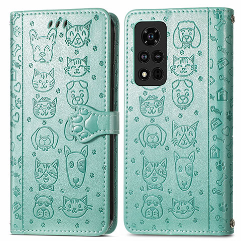 Coque Portefeuille Motif Fantaisie Livre Cuir Etui Clapet S03D pour Huawei Honor V40 5G Vert