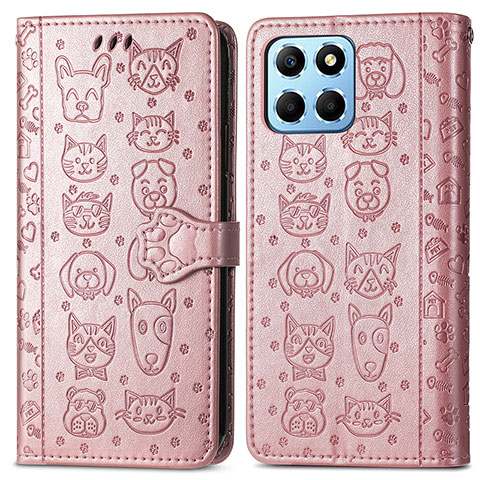 Coque Portefeuille Motif Fantaisie Livre Cuir Etui Clapet S03D pour Huawei Honor X6 Or Rose