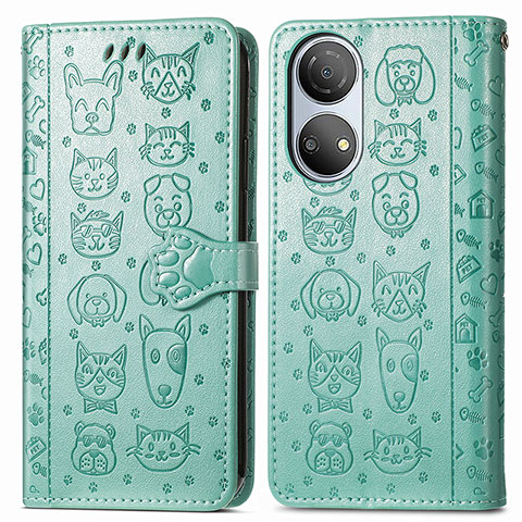 Coque Portefeuille Motif Fantaisie Livre Cuir Etui Clapet S03D pour Huawei Honor X7 Vert