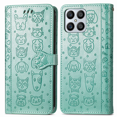 Coque Portefeuille Motif Fantaisie Livre Cuir Etui Clapet S03D pour Huawei Honor X8 4G Vert