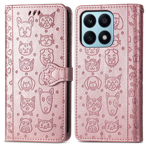 Coque Portefeuille Motif Fantaisie Livre Cuir Etui Clapet S03D pour Huawei Honor X8a 4G Or Rose