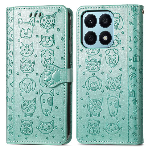 Coque Portefeuille Motif Fantaisie Livre Cuir Etui Clapet S03D pour Huawei Honor X8a 4G Vert