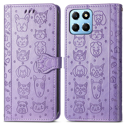 Coque Portefeuille Motif Fantaisie Livre Cuir Etui Clapet S03D pour Huawei Honor X8a 5G Violet