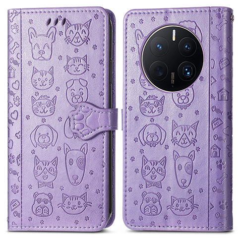 Coque Portefeuille Motif Fantaisie Livre Cuir Etui Clapet S03D pour Huawei Mate 50 Pro Violet