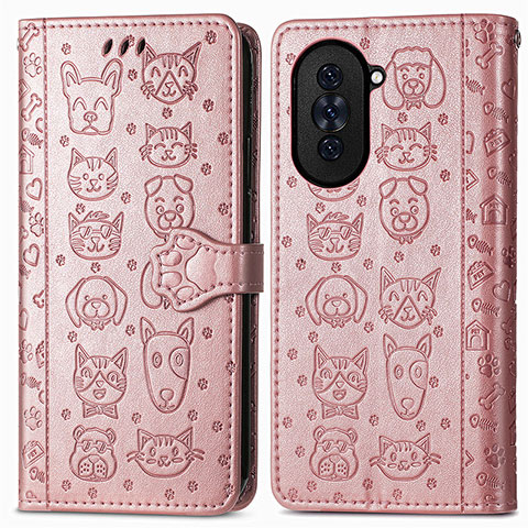 Coque Portefeuille Motif Fantaisie Livre Cuir Etui Clapet S03D pour Huawei Nova 10 Pro Or Rose