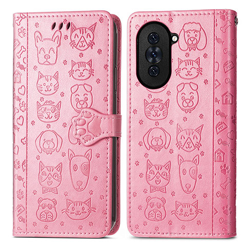 Coque Portefeuille Motif Fantaisie Livre Cuir Etui Clapet S03D pour Huawei Nova 10 Rose