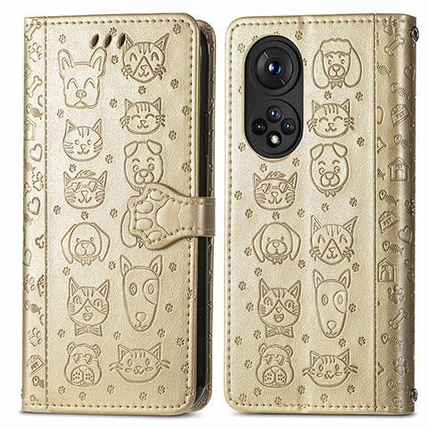 Coque Portefeuille Motif Fantaisie Livre Cuir Etui Clapet S03D pour Huawei Nova 9 Pro Or