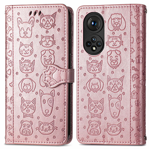 Coque Portefeuille Motif Fantaisie Livre Cuir Etui Clapet S03D pour Huawei Nova 9 Pro Or Rose