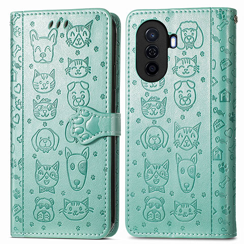 Coque Portefeuille Motif Fantaisie Livre Cuir Etui Clapet S03D pour Huawei Nova Y70 Plus Vert